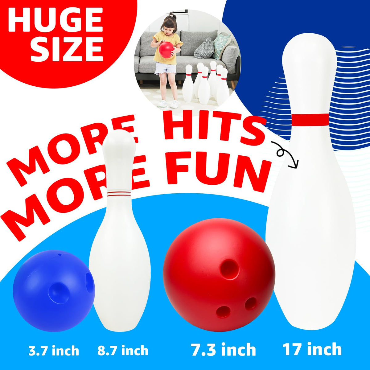 Grip Kids bowling set with storage bag keeps games portable and organized.