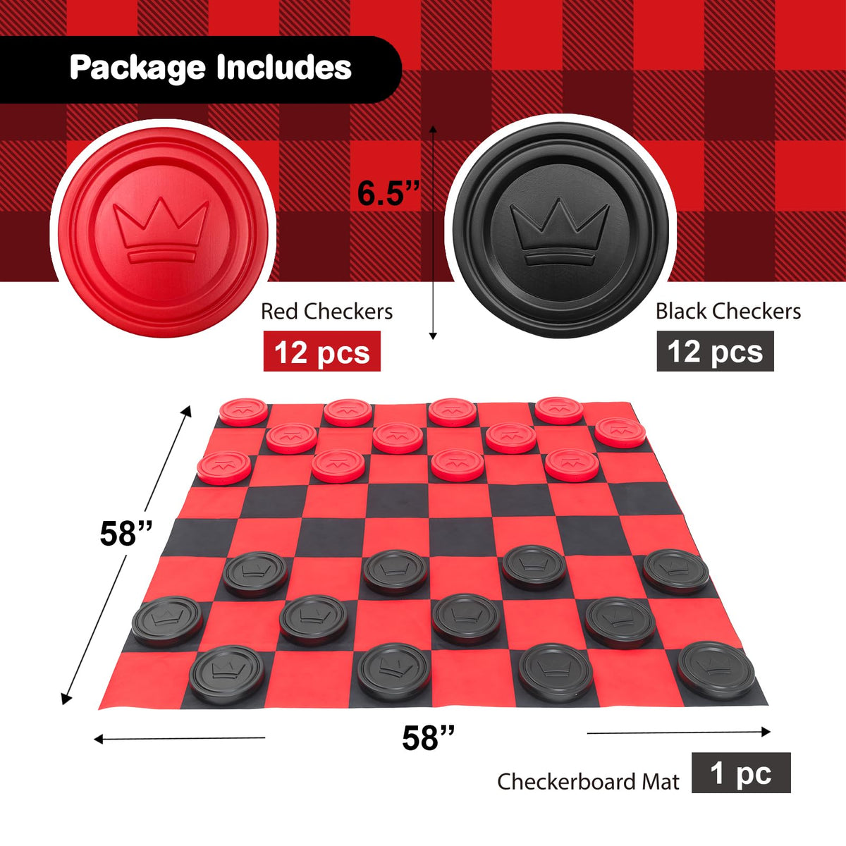 Grip Kids checkers board and mat ready for quick setup anywhere.
