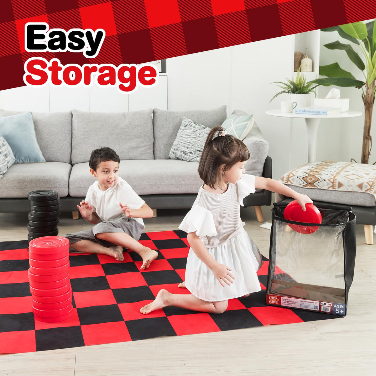 Grip Kids storage bag for checkers keeps components organized and portable.