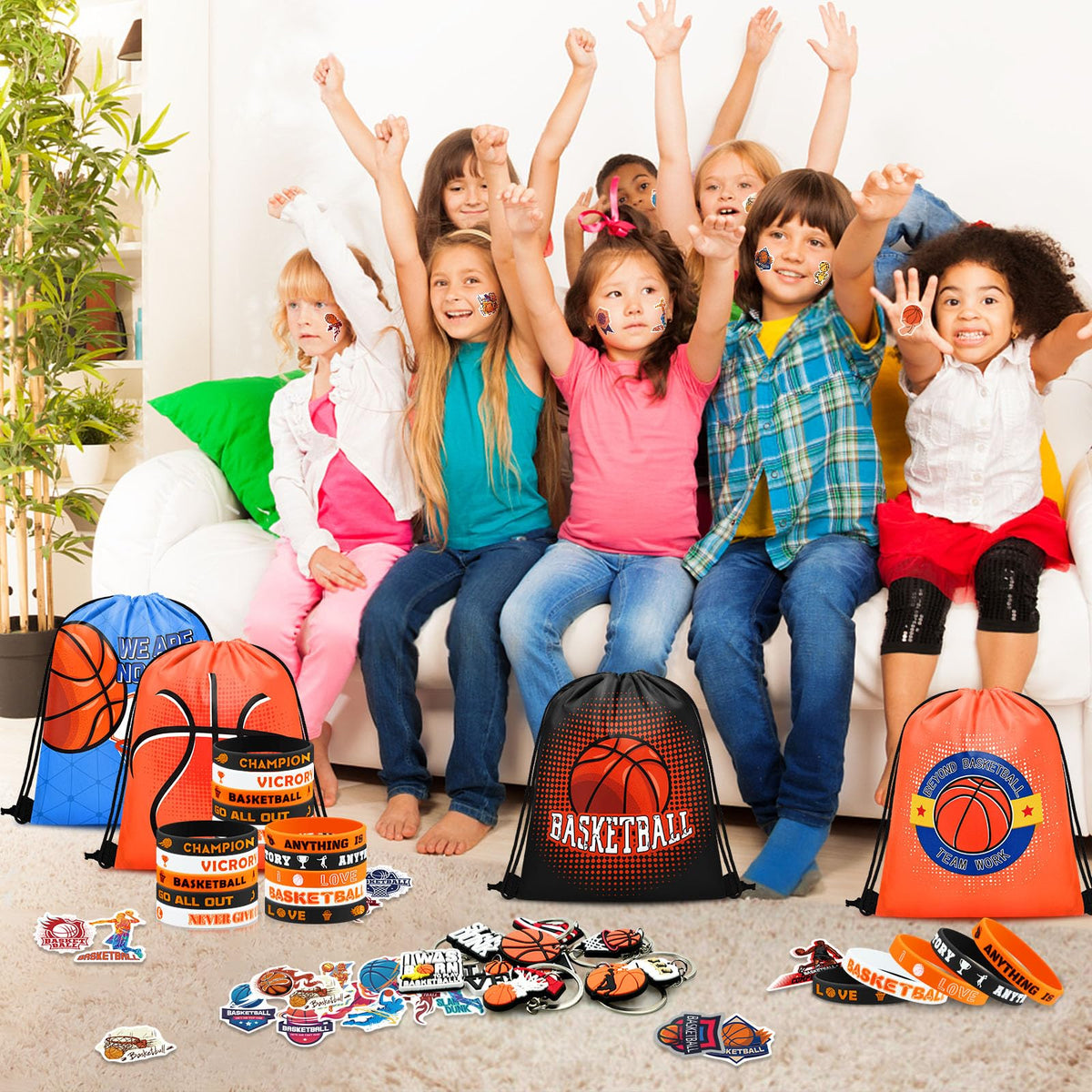 Grneric display scene, basketball favors arranged for easy gifting at events
