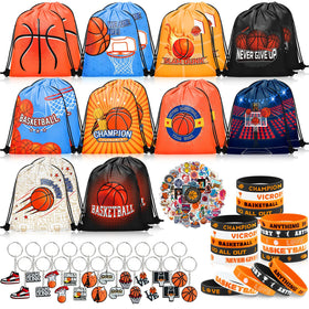 Grneric 110 Pcs basketball party favors drawstring backpack close-up, durable bag for party goodies