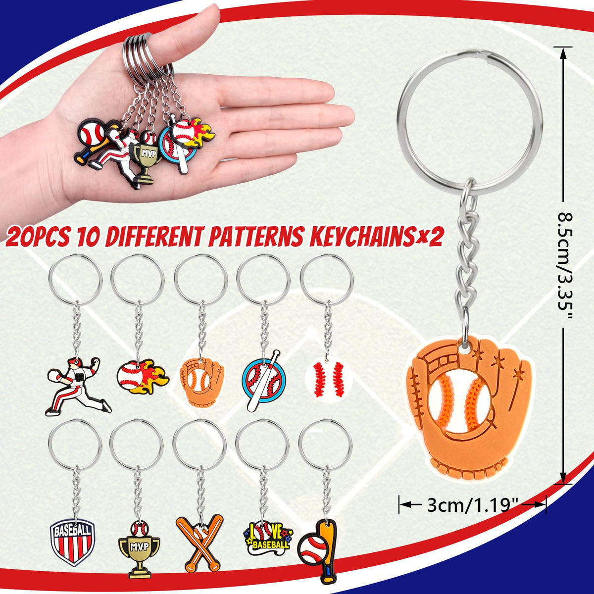 Grneric baseball stickers decorate gift bags and treat boxes.