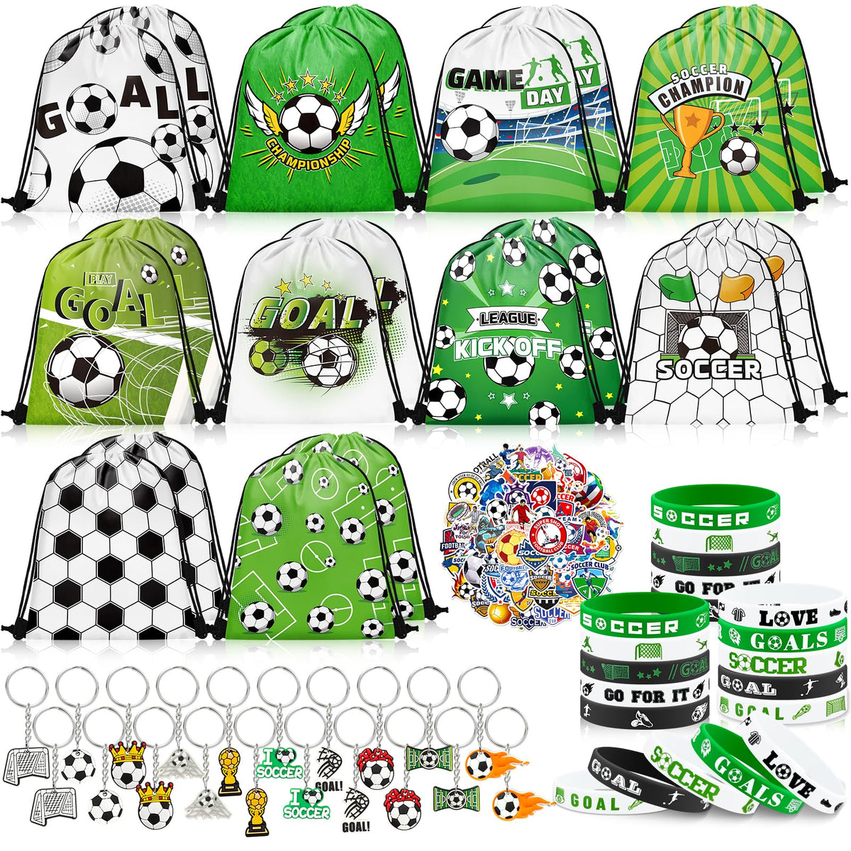 Grneric soccer drawstring bags with vibrant theme for party favors