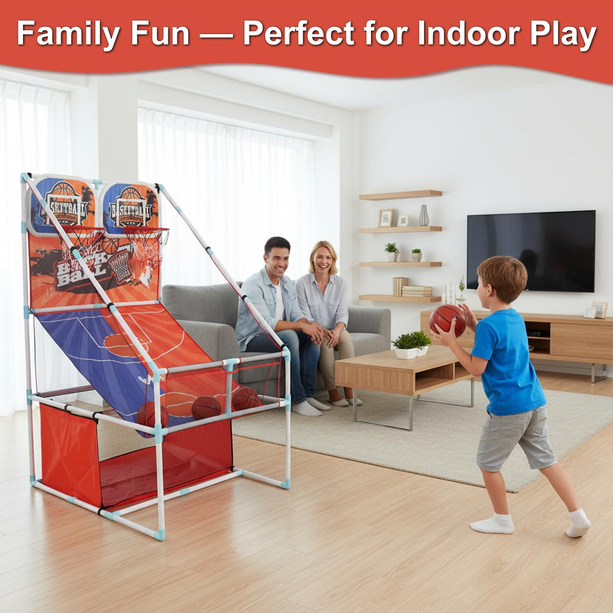 grnpeak arcade hoop anti tip base keeps setup steady during intense play