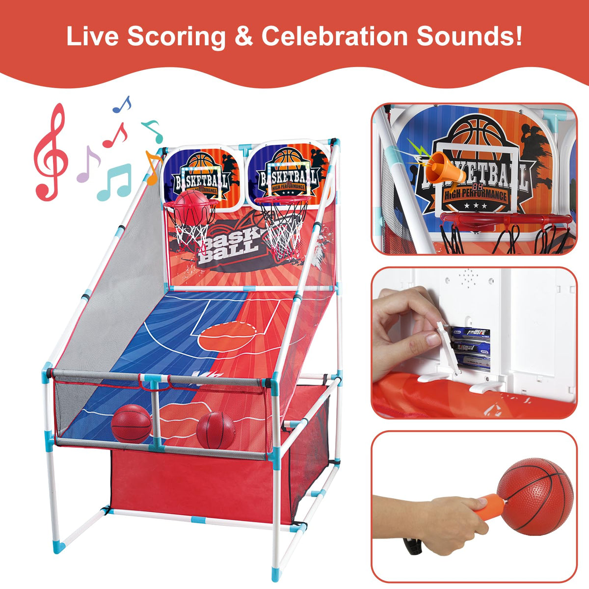 grnpeak arcade hoop cheer sound fuels excitement with each basket