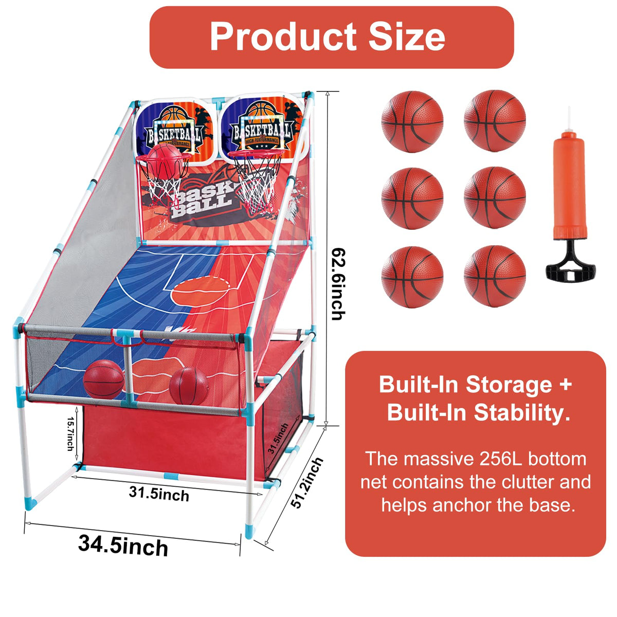 grnpeak basketball arcade hoop offers quick tool free assembly for fast setup