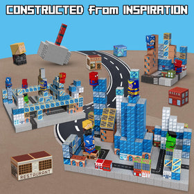 Growsland Magnetic Blocks superhero scene supports imaginative play and teamwork