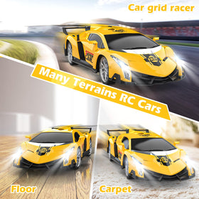 Growsland RC car with LED lights increases excitement in dim rooms.