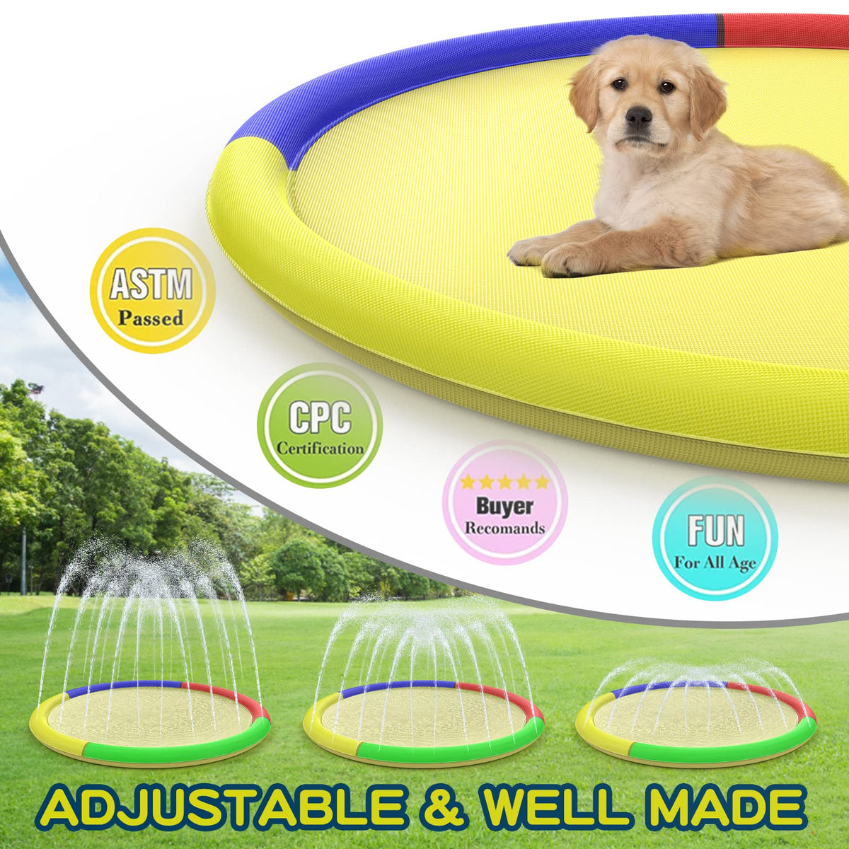 Growsland splash pad is BPA and phthalate-free for worry-free play.