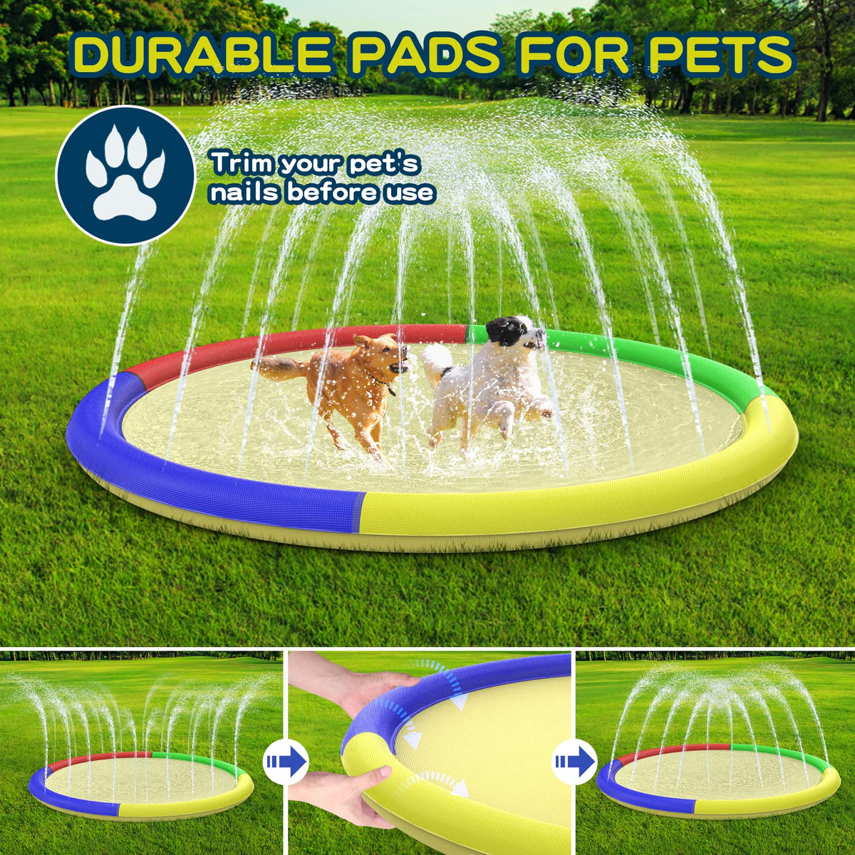 Growsland splash pad's vibrant colors brighten your yard for lively play.