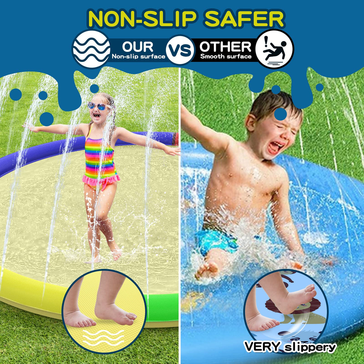 Growsland dog-friendly splash pad uses paw-resistant materials for durable yard fun.