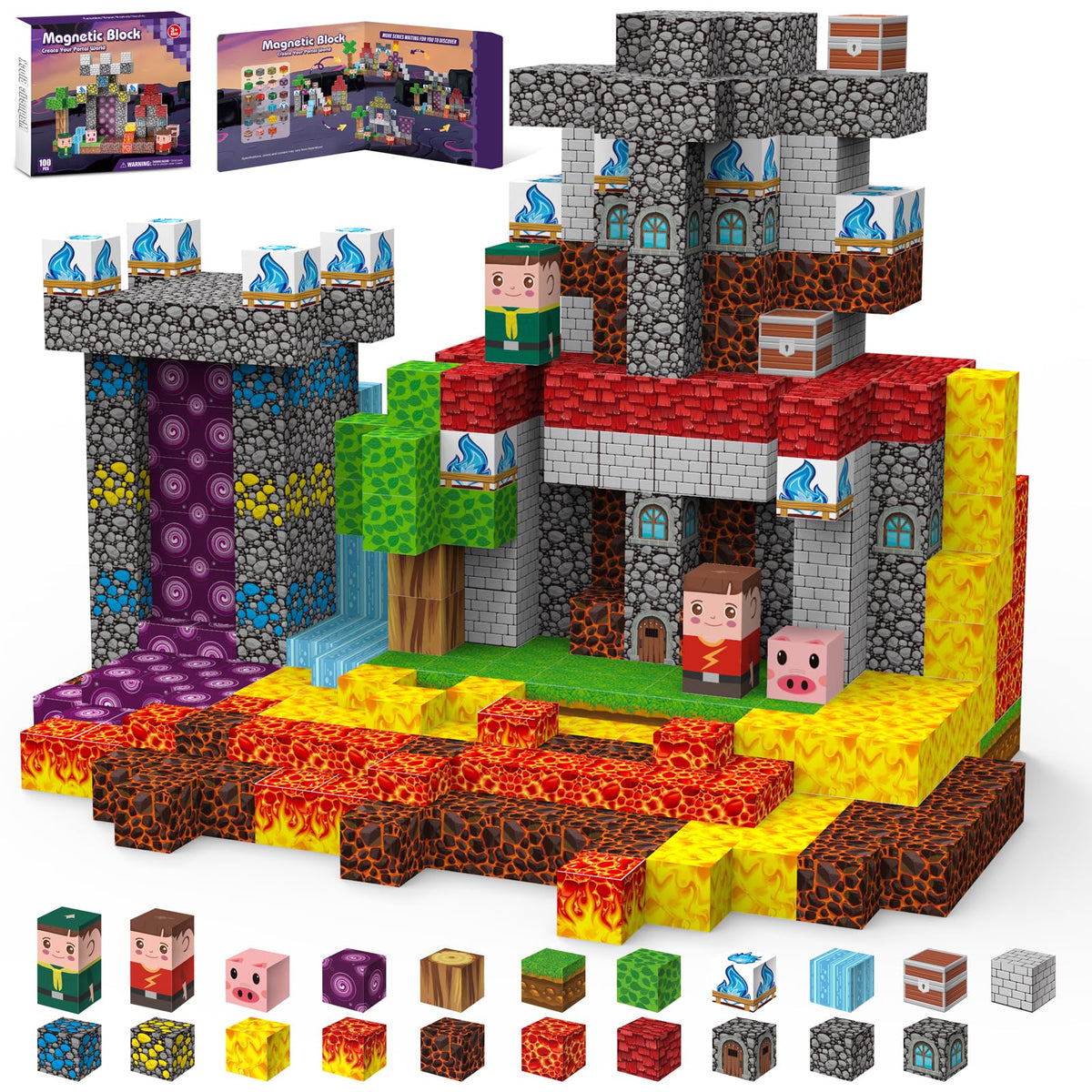 Gryxpox magnetic blocks 100pcs create a dream world for imaginative play.