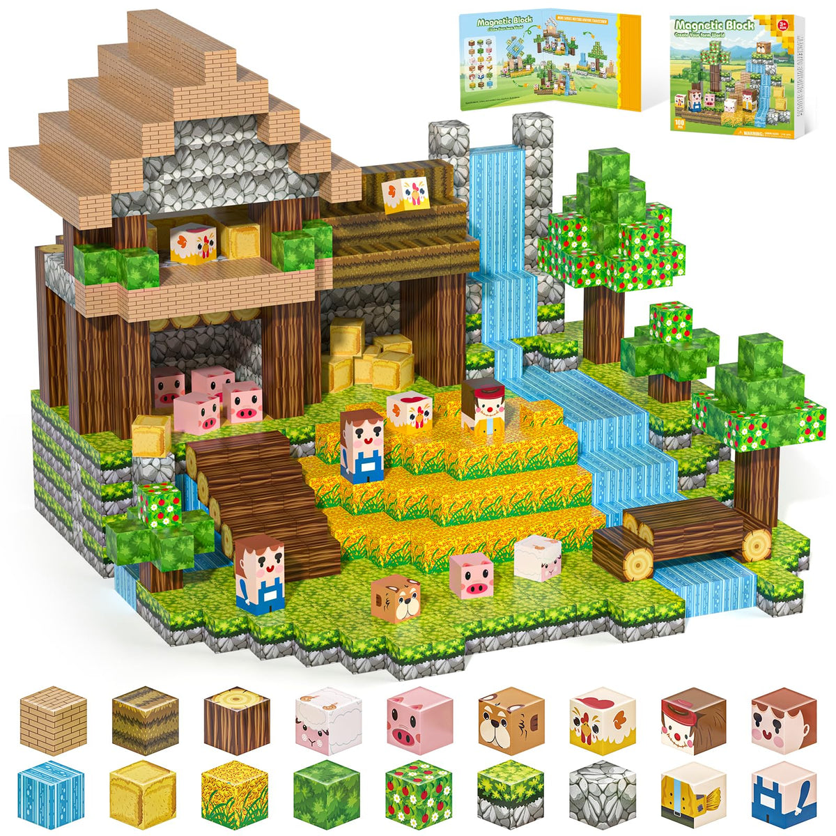 Gryxpox magnetic blocks farmyard set for imaginative play and early STEM skills