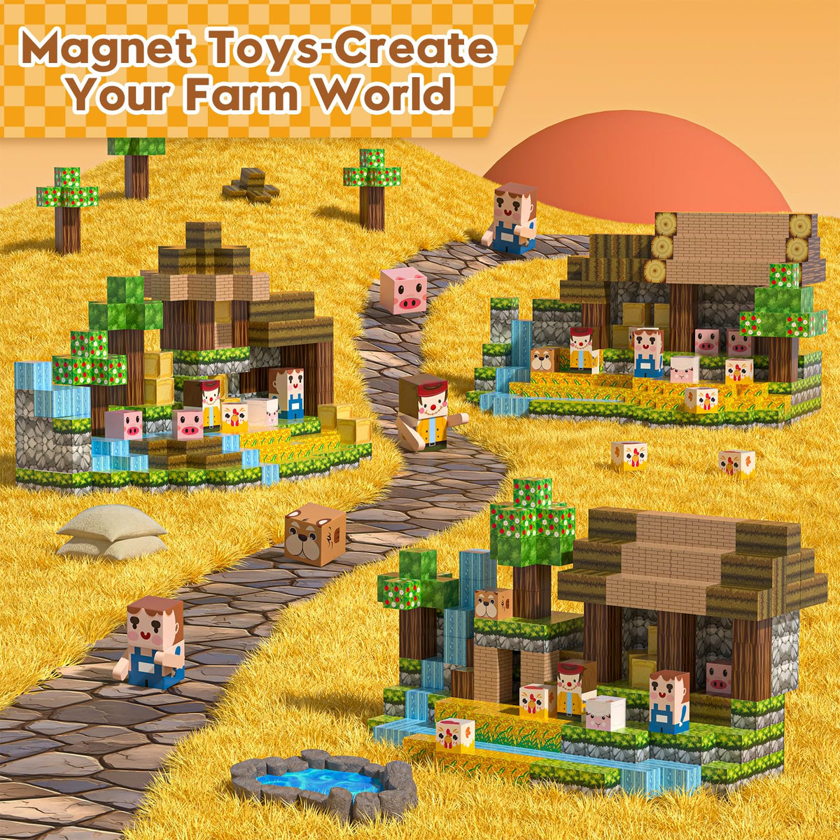 Gryxpox forest animals magnet tiles spark creative building and storytelling
