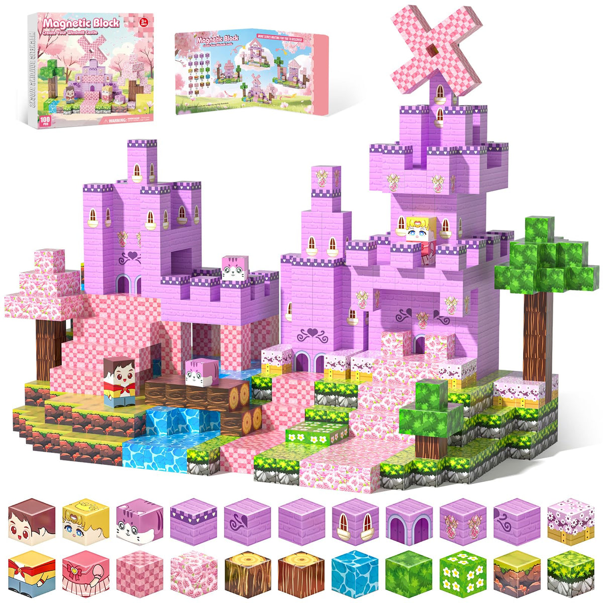 Gryxpox Magnetic Blocks princess castle build fuels imaginative play and fine motor skills.