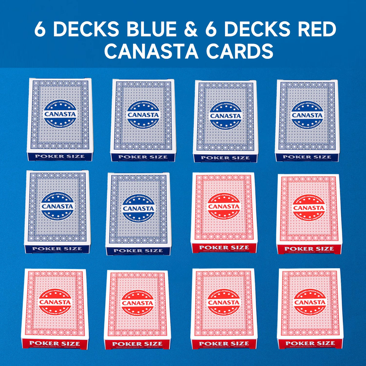 Blue and red decks offer Canasta game customization options.