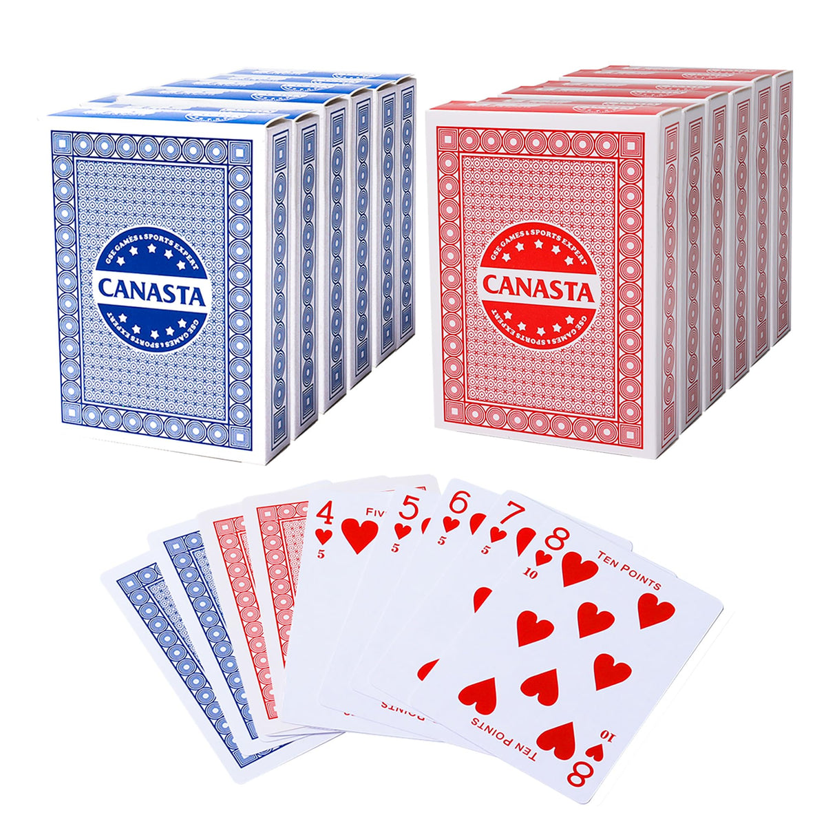 GSE Canasta 12-deck pack shows point values clearly for quick scoring.