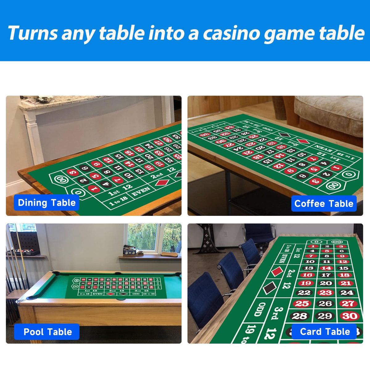 GSE double-sided layout mat showing blackjack and roulette sides
