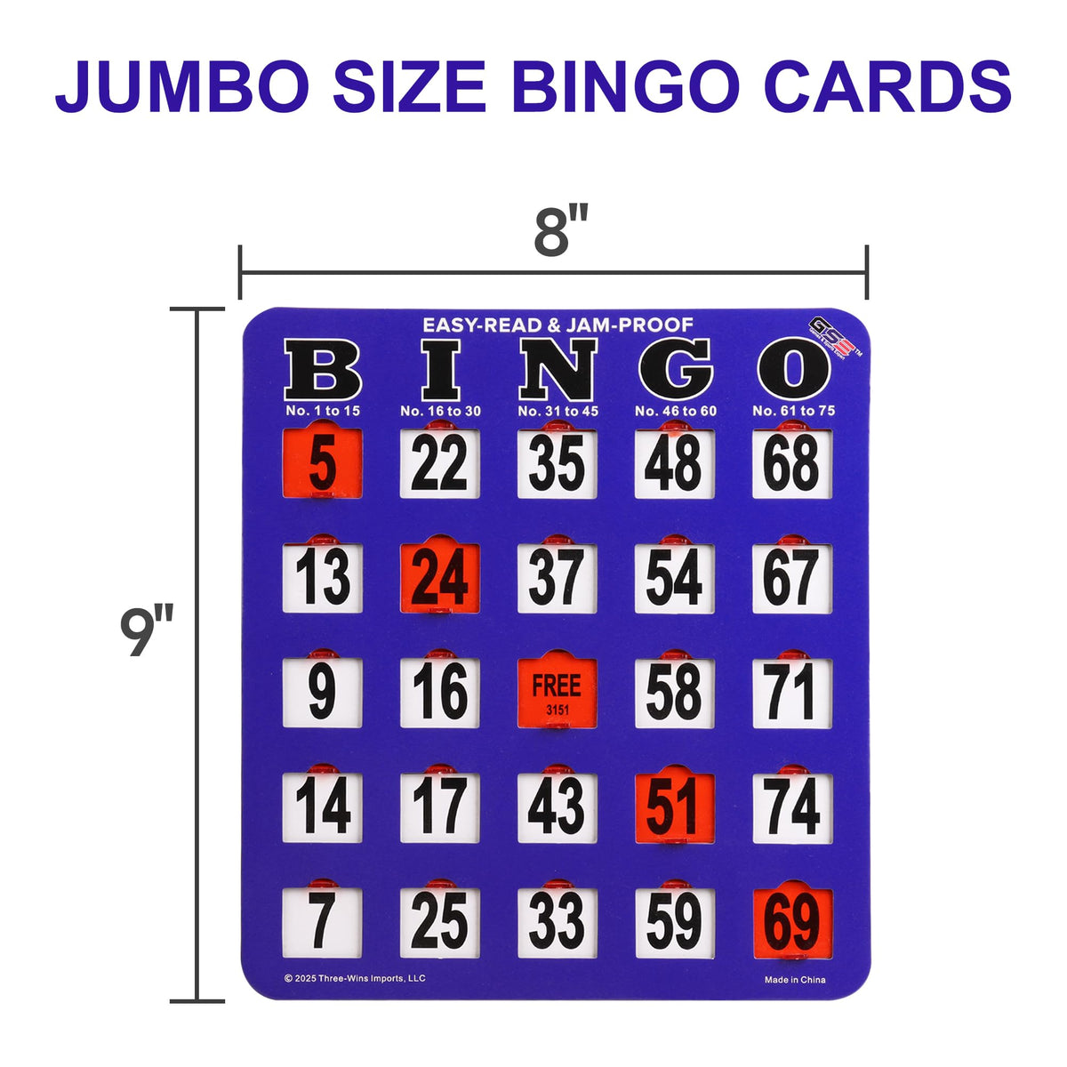 GSE durable cardboard bingo card in blue built to last