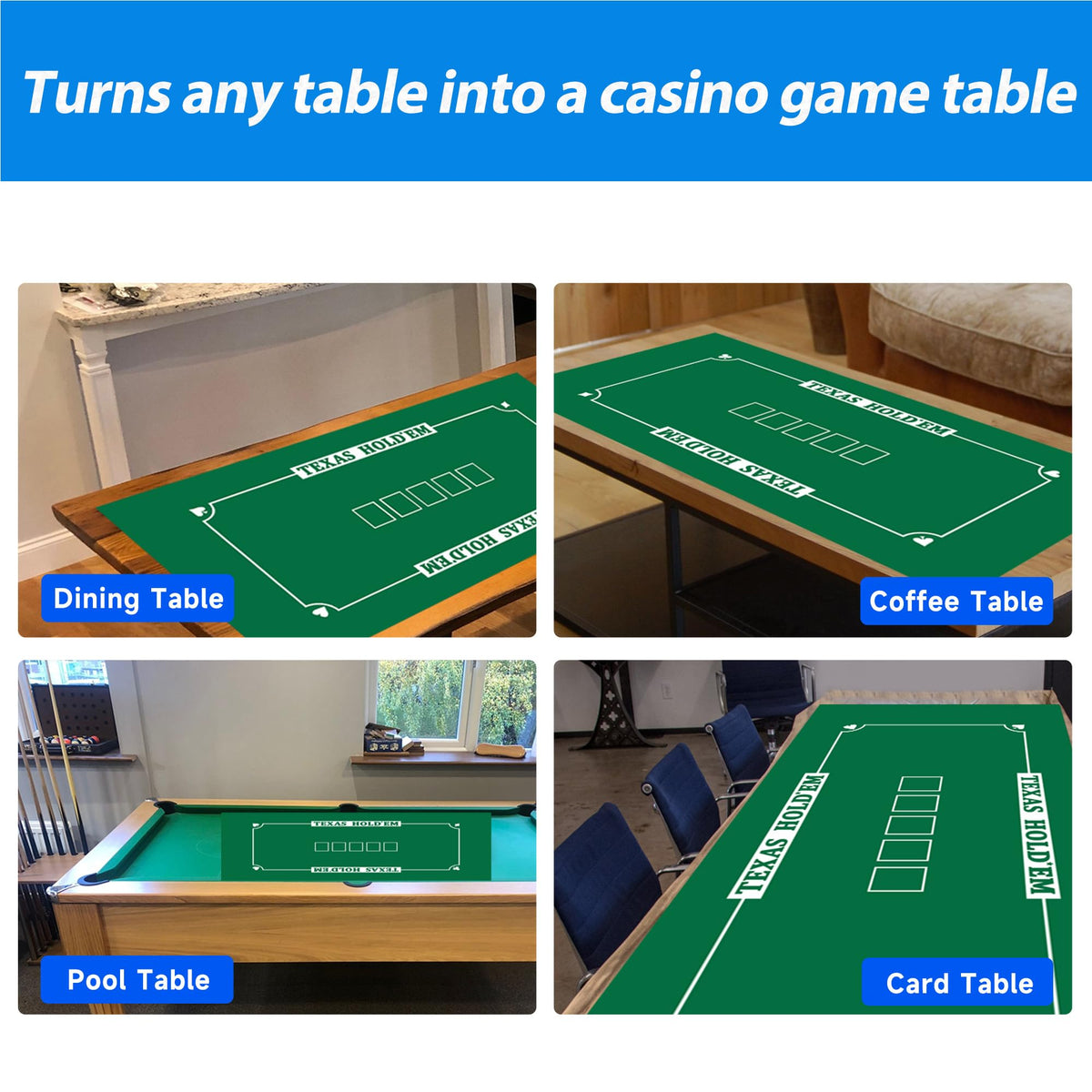GSE durable felt surface offers flat, professional-feel poker nights.