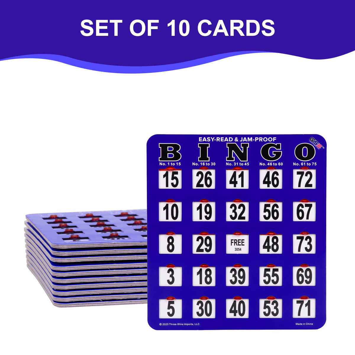 GSE jumbo bingo card with giant 9x8 blue layout for easy viewing