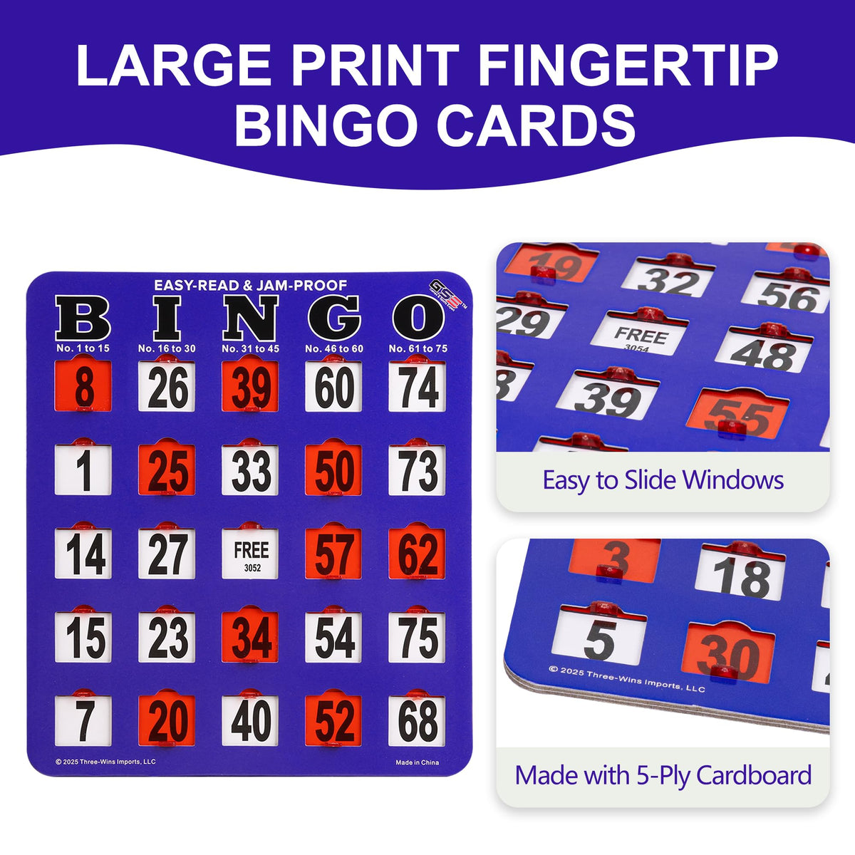 GSE bingo card uses shutter system, no daubers needed for clean play