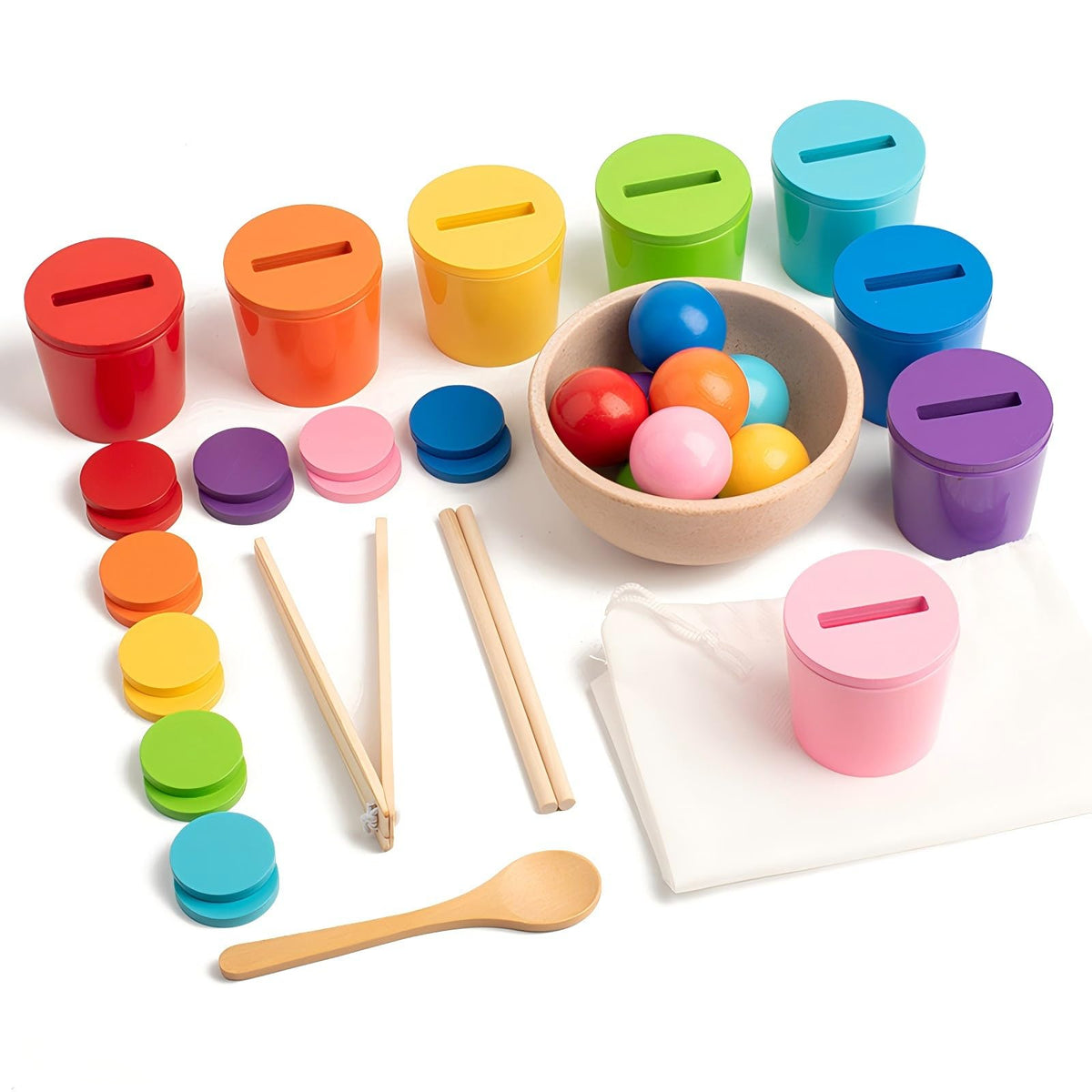 Gserin ball in cups rainbow sort highlights color recognition and counting practice