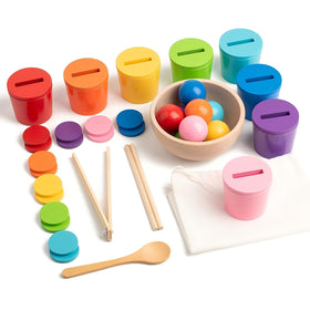 Gserin ball in cups rainbow sort highlights color recognition and counting practice