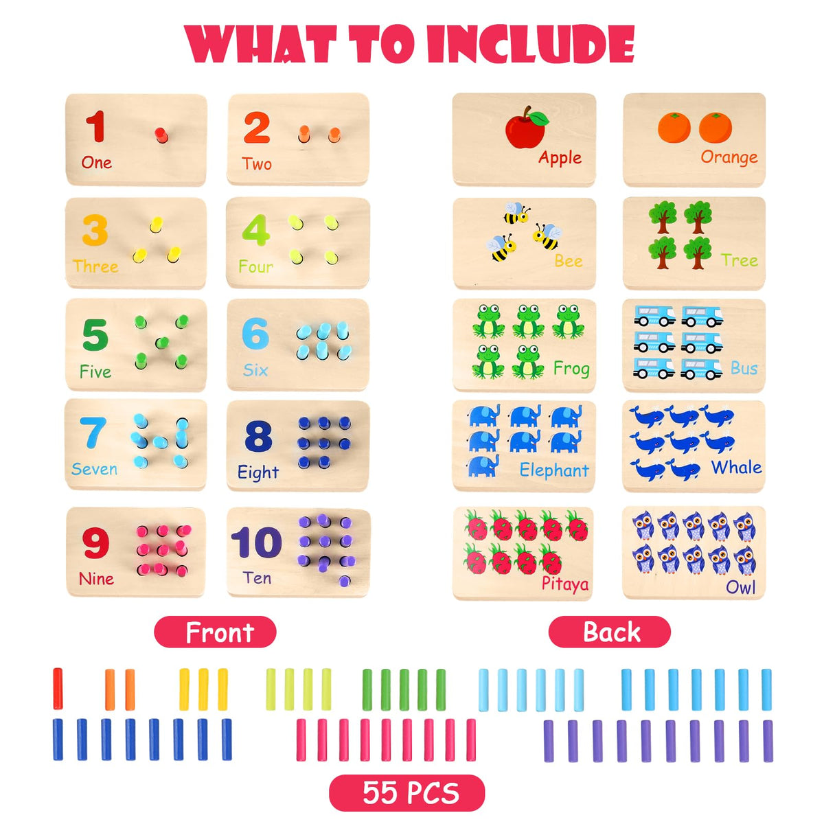 Gserin counting board enabling addition and subtraction through peg placement
