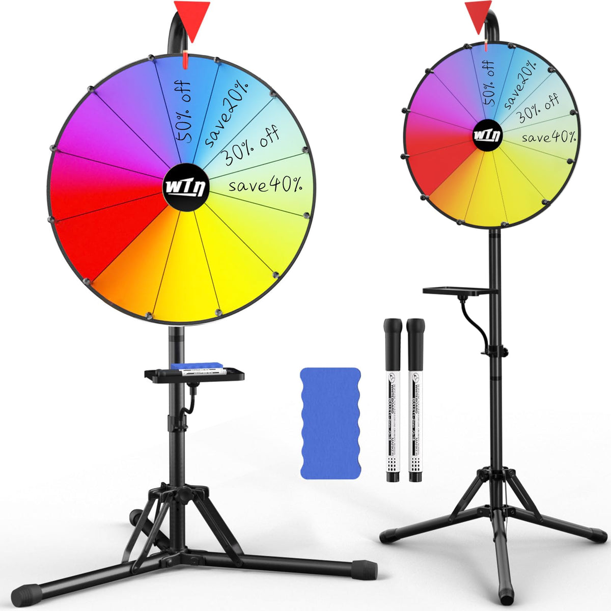 GSOW 16-inch prize wheel on a sturdy base stand attracts crowds at events.