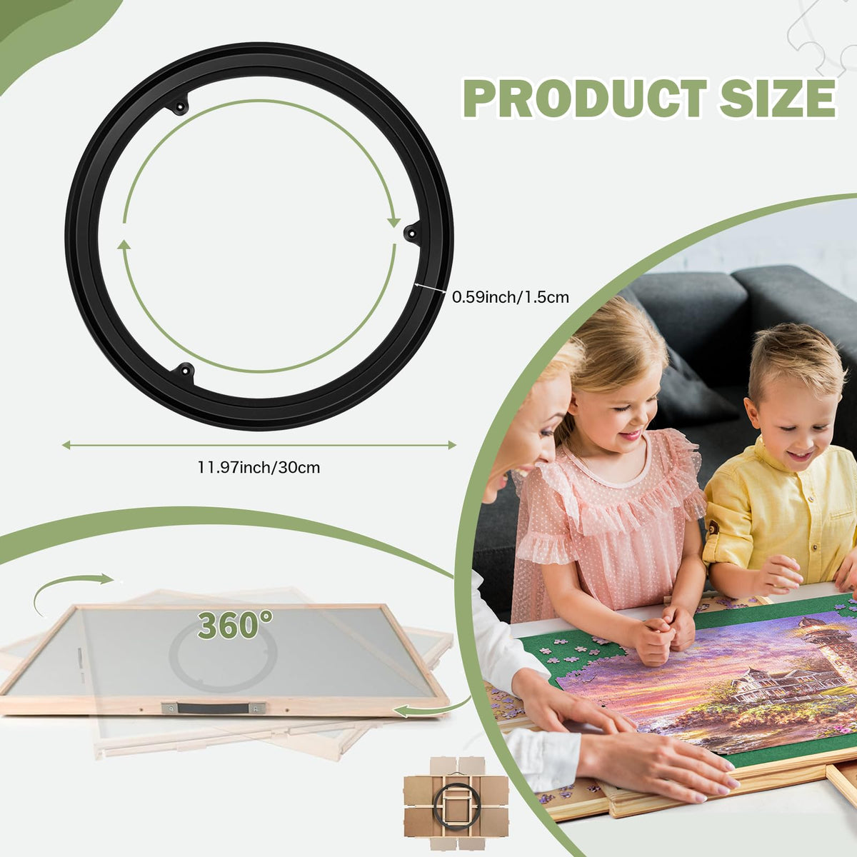 Gtyasm puzzle turntable supports 1000-2500-piece puzzles for flexible play