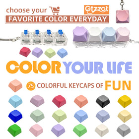 Gtzzot 75 colorful removable keycaps with playful cat-paw designs.