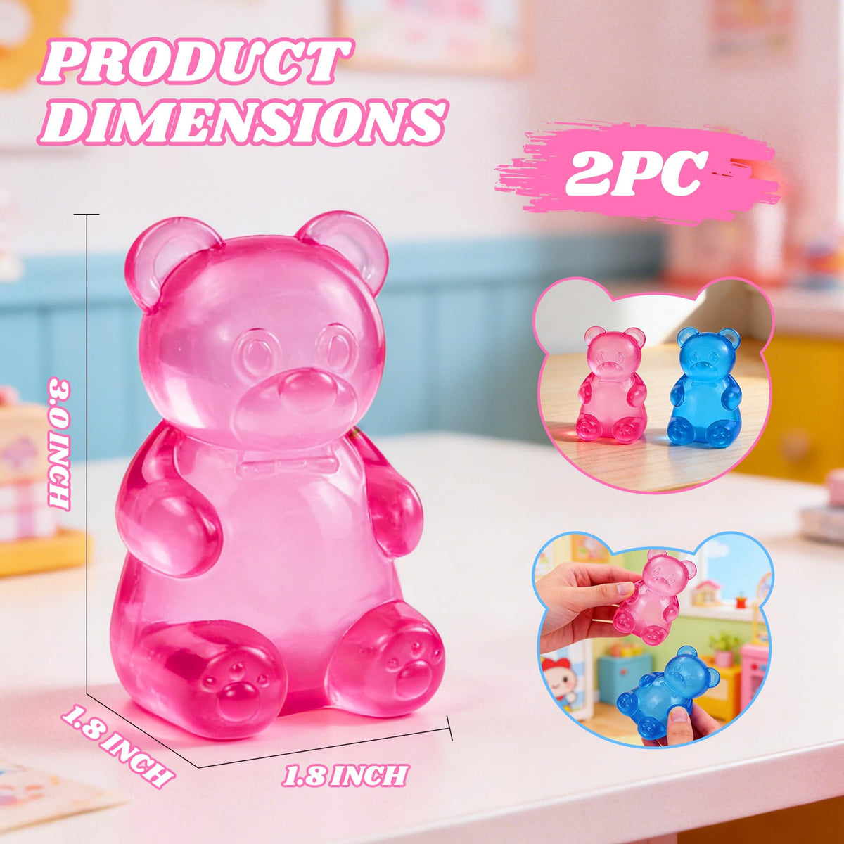 Gucbbaui stress bear taba squishy blue ideal for desk relaxation and focus.
