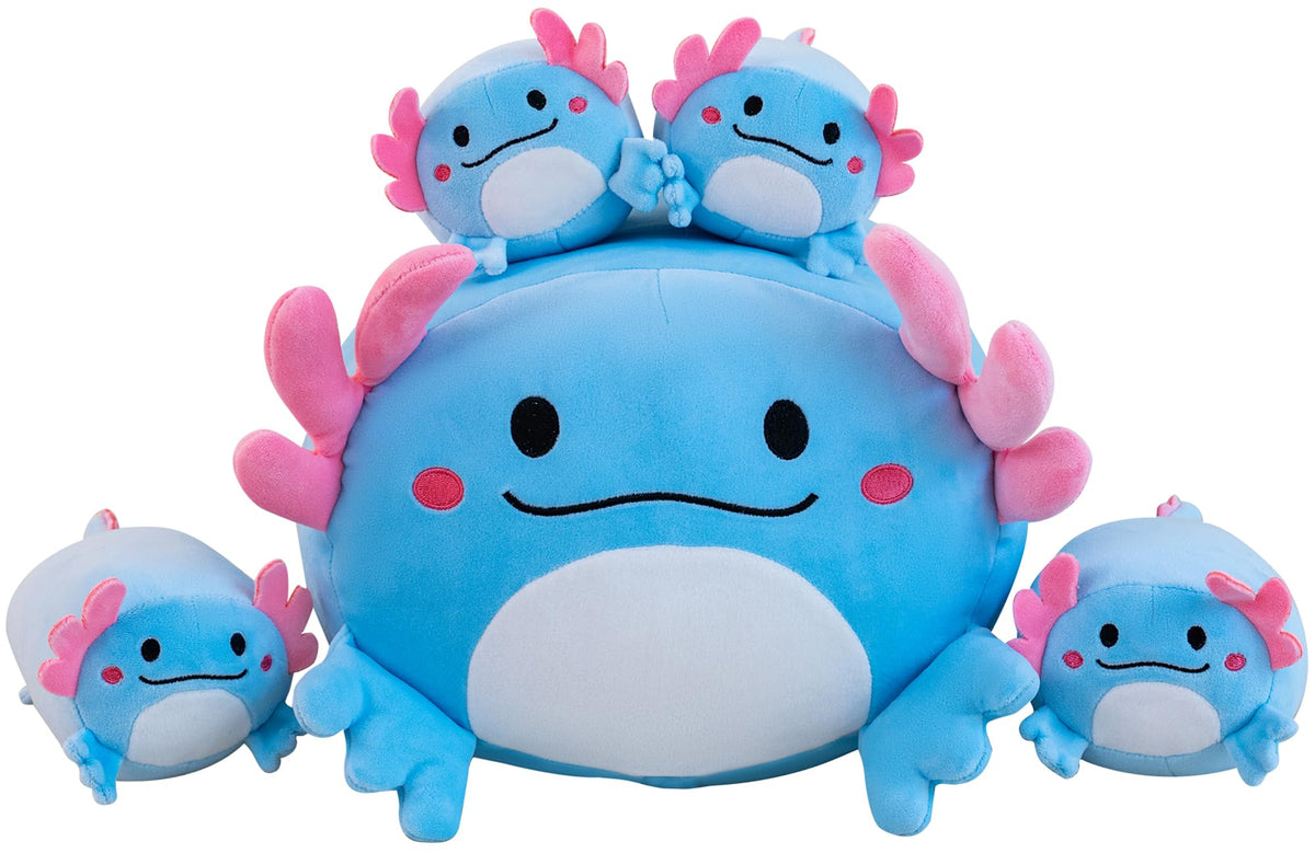 Gudisi 16-inch axolotl plush mommy with four babies in the tummy for imaginative play.