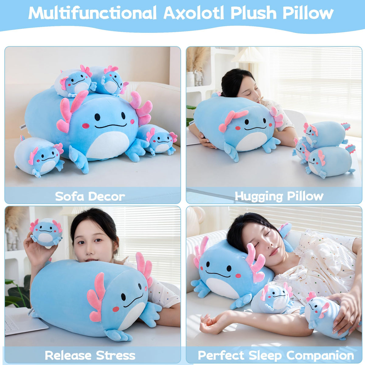 Gudisi axolotl plush with elastic cotton filling offers gentle head-to-toe support.