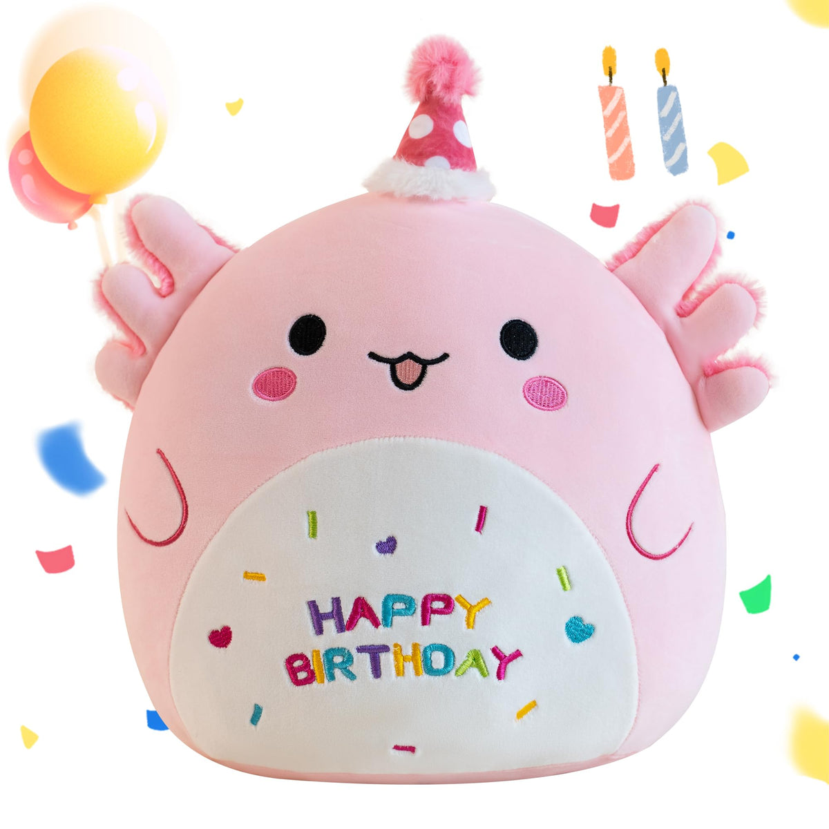 Gudisi Axolotl Plush pink 12-inch smiling cuddle partner