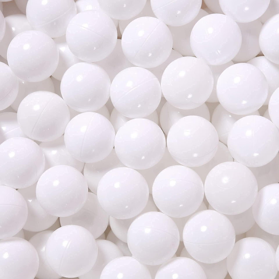 GUESVOT ball pit balls in white 2.2 inch size, safe and colorful for kids.