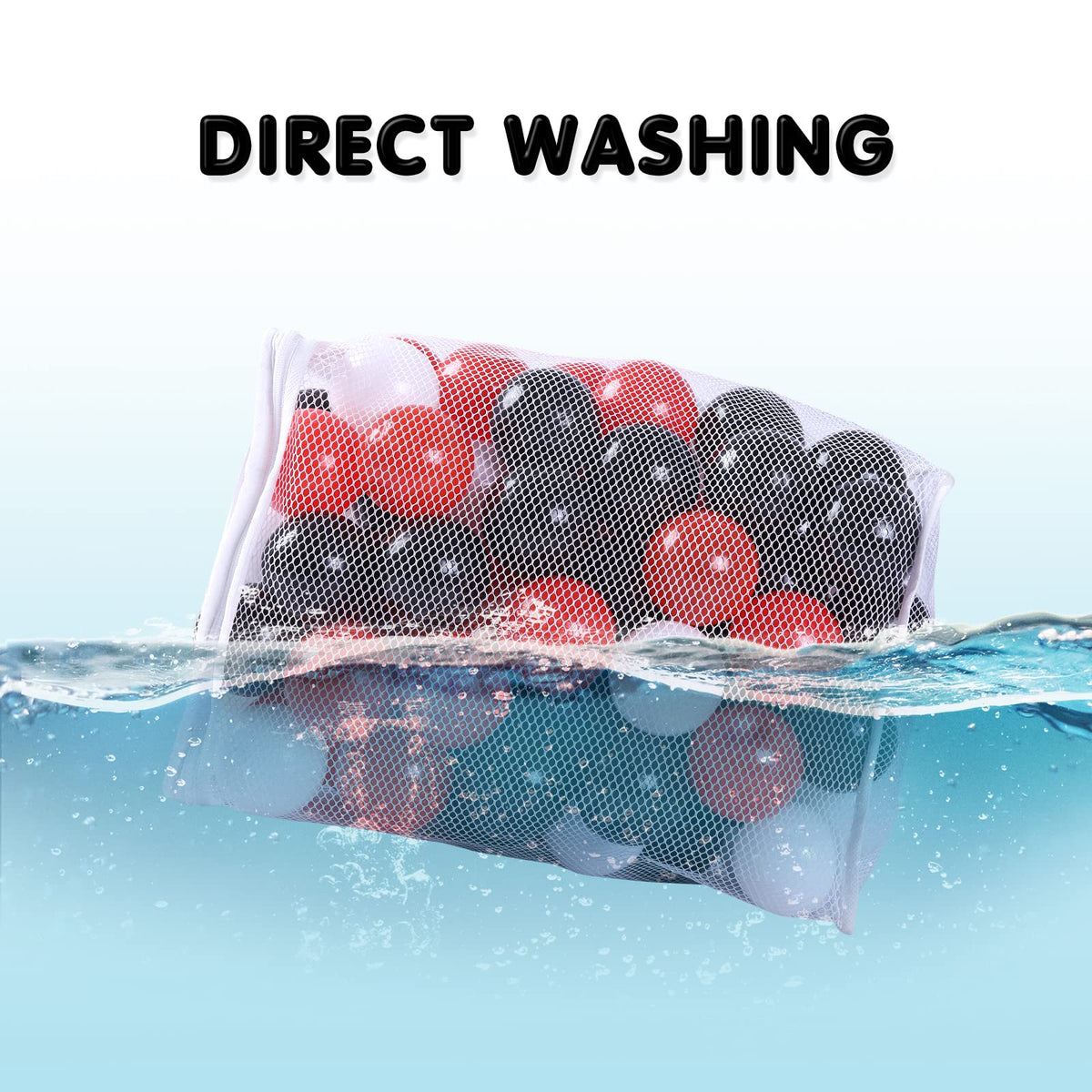 GUESVOT ball pit balls in mesh bag: tidy storage and quick cleanup.
