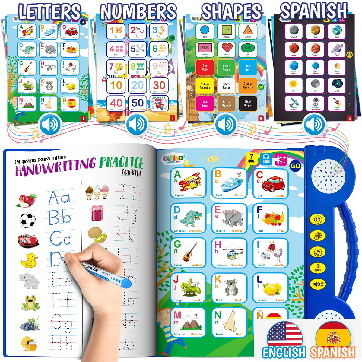 Gufino ABC sound book interactive for kids to hear and learn letters