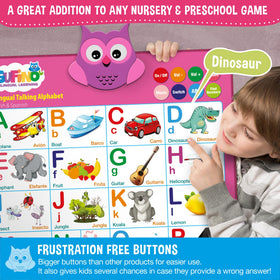 Gufino Alphabet Wall Chart showing songs mode for English and Spanish learning.