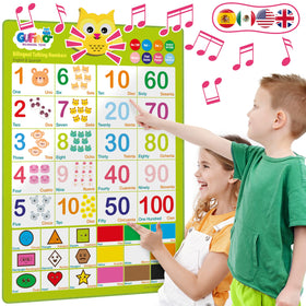 GUFINO bilingual number chart wall teaches numbers in English and Spanish for toddlers.