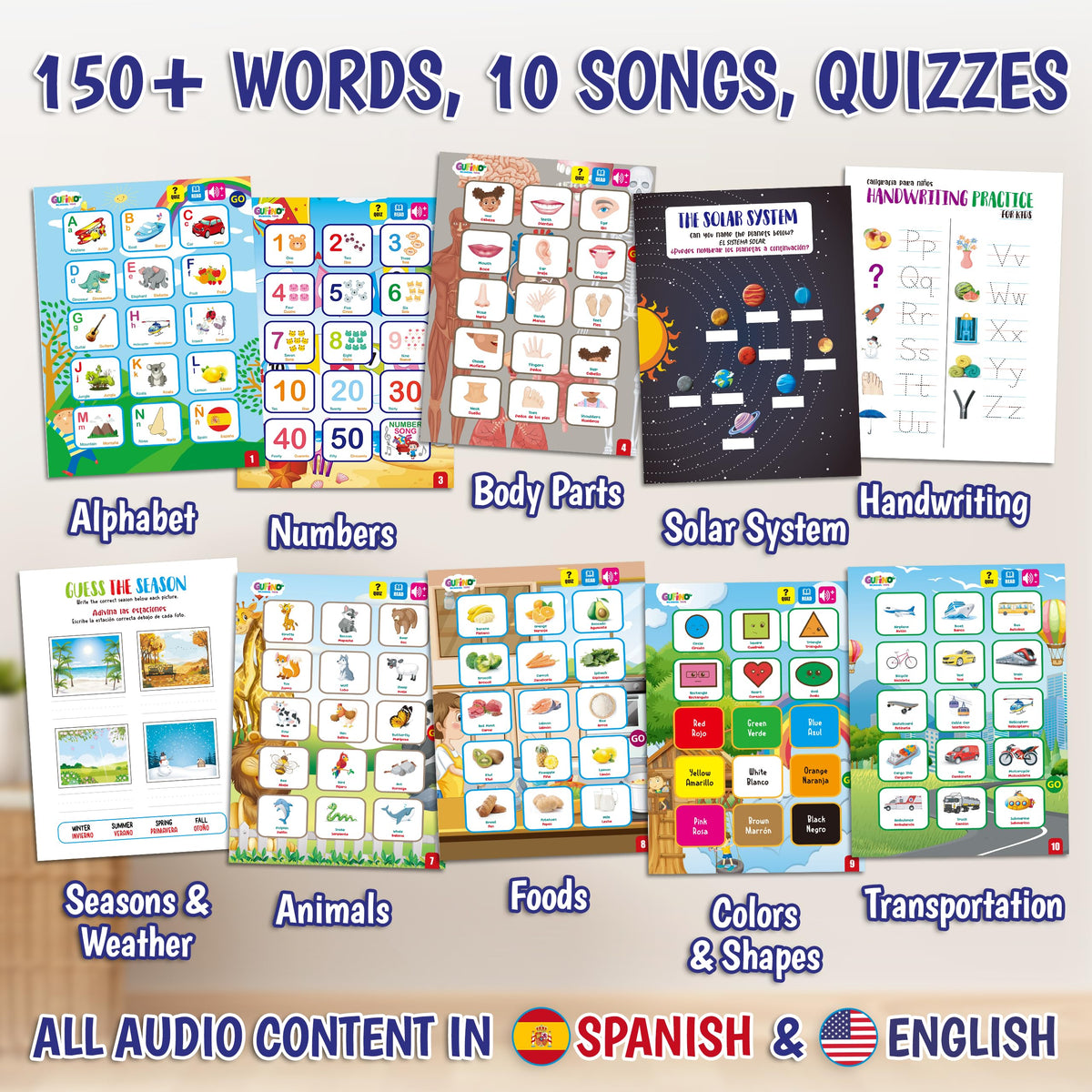 Gufino bilingual Spanish English learning for kids with daily phrases