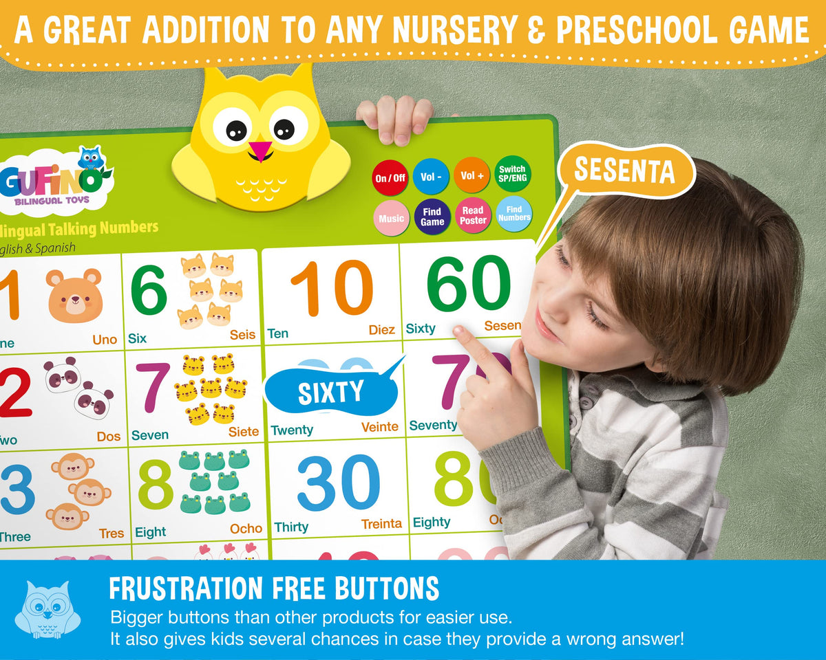 GUFINO interactive number poster offers hands-on counting practice for young learners.