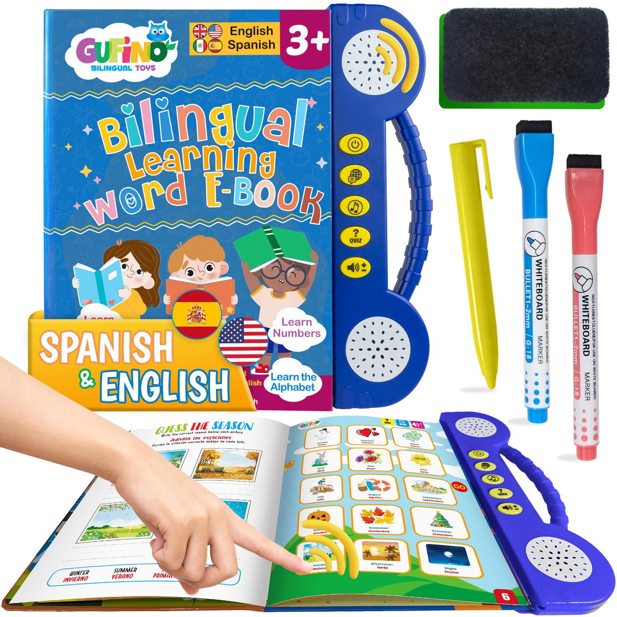 Gufino Spanish learning kit with songs in two languages