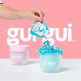 Gui Gui iridescent slime in action with glossy shine and stretch.