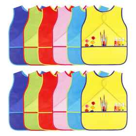 Guiqulai 12-pcs art smock front view protects clothes during painting.