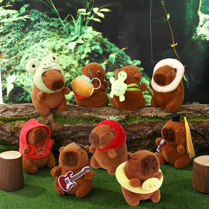 Guiqulai capybara plush keychain in bread outfit for playful bag charm