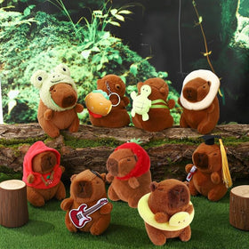 Guiqulai capybara plush keychain in bread outfit for playful bag charm