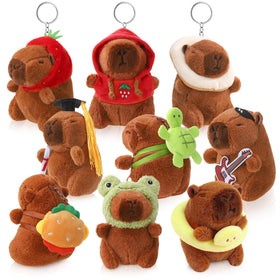 Guiqulai capybara plush keychain with strawberry hat for cute backpack decor