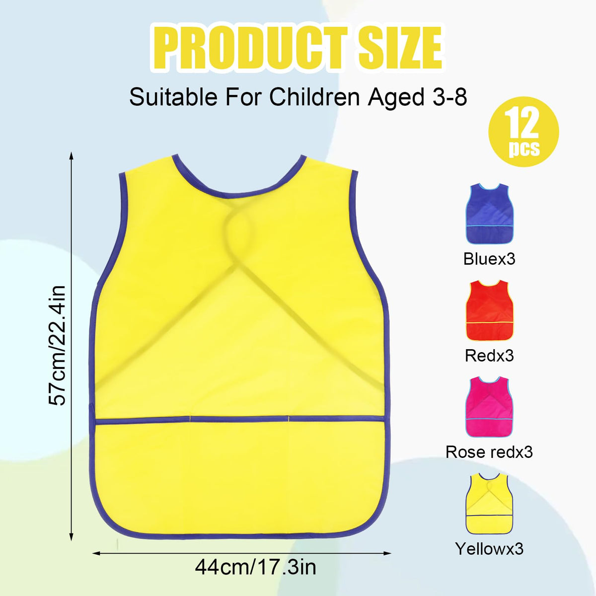 Guiqulai kids art smock yellow pocket keeps brushes close during crafts.